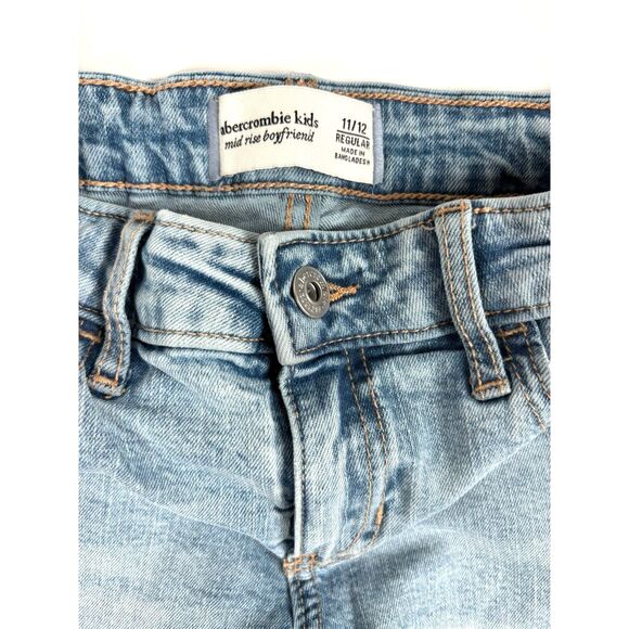 Abercrombie Kids Girls Mid Rise Boyfriend Jeans | Size 11/12 | Distressed Blue - Picture 4 of 4